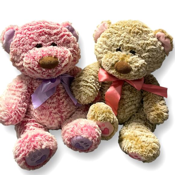 Animal Adventure Teddy Bear Plush Stuffed Animal 12" Ribbons Nursery Twins Lot 2 - Picture 14 of 14